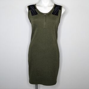 ✨3/$15 Waverly Grey olive green & black faux suede sleeveless dress M/L